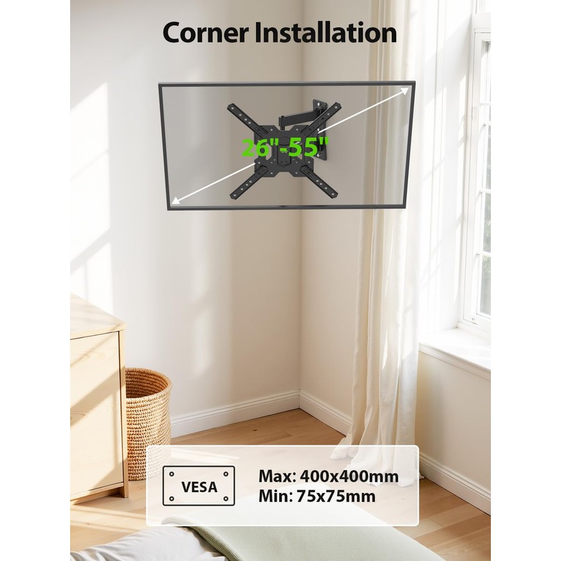 USX MOUNT UL Listed Full Motion TV Mount, Swivel Articulating