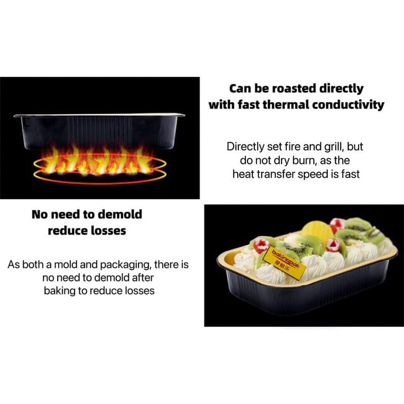 Heavy Duty Aluminum Pans with Lids Double Thick Black Gold