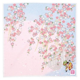 Yamamoto Hitoto Shoten Yuzen Embroidery Handkerchief, Maiko B Blue [1689-B] Japanese Pattern, Elegant, Made in Japan