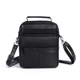 SOTALA Genuine Leather Flight Companion Shoulder Bag Work Bag Messenger Men's Bag in Black, black, shoulder bag