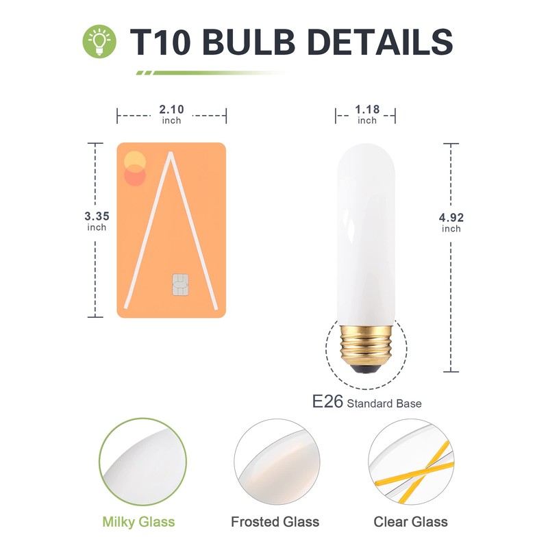 40W Equivalent Milky T10 LED Bulb, Deep Frosted Dimmable T30