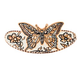 Women’s Artisan Handcrafted Butterfly Hair Clips with Silver Backing. Copper Swallowtail Butterfly Decorative Hair Accessories No Slip Grip Copper French Clip