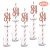 Rose Happy 84th Birthday Straw Decor, Rose Gold Glitter 24pcs