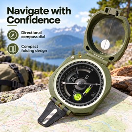 Geological Compass for Hiking and Camping – Folding Sighting Design with Direction and Slope Scale for Outdoor Navigation