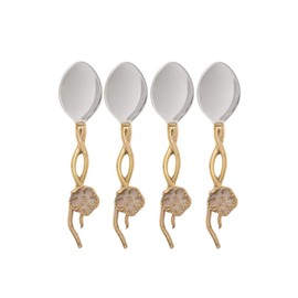 Godinger Dessert Spoons, Soup Spoons, Stainless Steel with Gold Handle, Set of 4