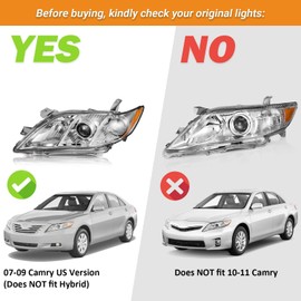 KarSpareHub Anti-Fogging Headlights Assembly for 2007-2009 Toyota Camry Headlamp Replacement Automotive Driver & Passenger Side with Bulbs