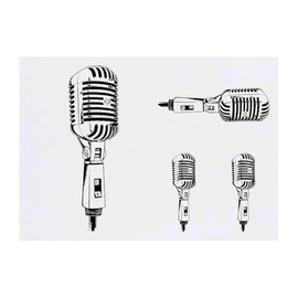 4 x 'Single Microphone ' Temporary Tattoos - Water Resistant, Skin-Safe, Non-Toxic Transfers, Mixed Sizes (TO00083360)