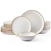 HaWare Plates and Bowls Set, Stoneware Dinnerware Sets, 18-Piece Hand-painted