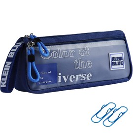 Large Capacity Pencil Case for School - Oxford Fabric Organizer with 2 Pen Clips & Handle, 21.5x9x7 cm, Blue