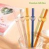Snowfall Heart Shape Glass Straws - 4pc 7.87 Inch x