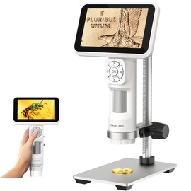 LM115 LCD Digital Coin Microscope for Adults and Kids, 5'' Handheld USB Coin Magnifier with Screen, Anti-Shake, Portable 12MP Microscope Camera with 8 LED Lights, PC View, Metal Stand, 1080P Video