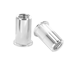 Qrity 50 PCS Rivet Nut, Stainless Steel Flat Head Threaded Insert Nutsert Kit, M5 Fasteners Nut