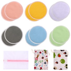 Lictin 12 Almohadillas de Lactancia Bambú Orgánicos para Pérdida de Leche; Viene con 1 Bolsa de Lavandería y 2 Bolsas de Organizadores