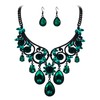 BriLove Women's Tribal Ethnic Crystal Chunky Statement Necklace Dangle Earrings