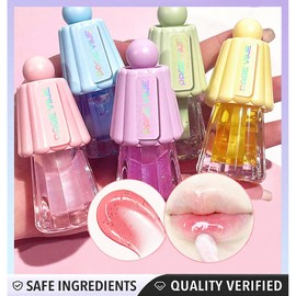 LuckNest 4 Colors Shimmer Lip Gloss Set Hydrating Lip Glow Oil Cute Lip Gloss Hydrating Tinted Lip Transparent Balm Set (B)