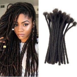 0.6cm 16inch 10 Stands 100% Real Human Hair Dreaklock Extensions For Men/Women Full Head Handmade Permanent Loc Extensions Bundles Can Be Dyed Bleached Curled and Needles