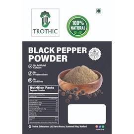 Trothic Spices Organic Black Pepper Powder Kali Mirch Powder for Cooking 100g