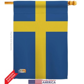 Sweden House Flag Eagle Set Regional Nationality Nation International World Country Particular Area Small Decorative Gift Yard Banner Double-Sided Made In USA 28 X 40