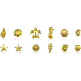 200 Pcs Gold Mini Nail Art Bolt Stickers Glitter Metal Charm Nail Accessories Fashionable DIY Nail Beauty Decoration Sea Series Beauty Misc Useful and Attractive, Nail Art Rhinestones