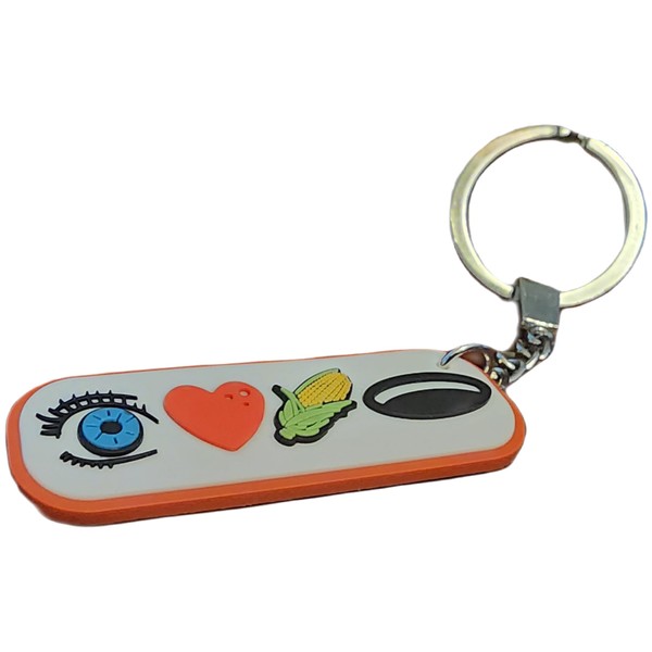 Funny Cornhole patch EYE LOVE CORN HOLE pvc KEYCHAIN/CHRISTMAS ORNAMENT
