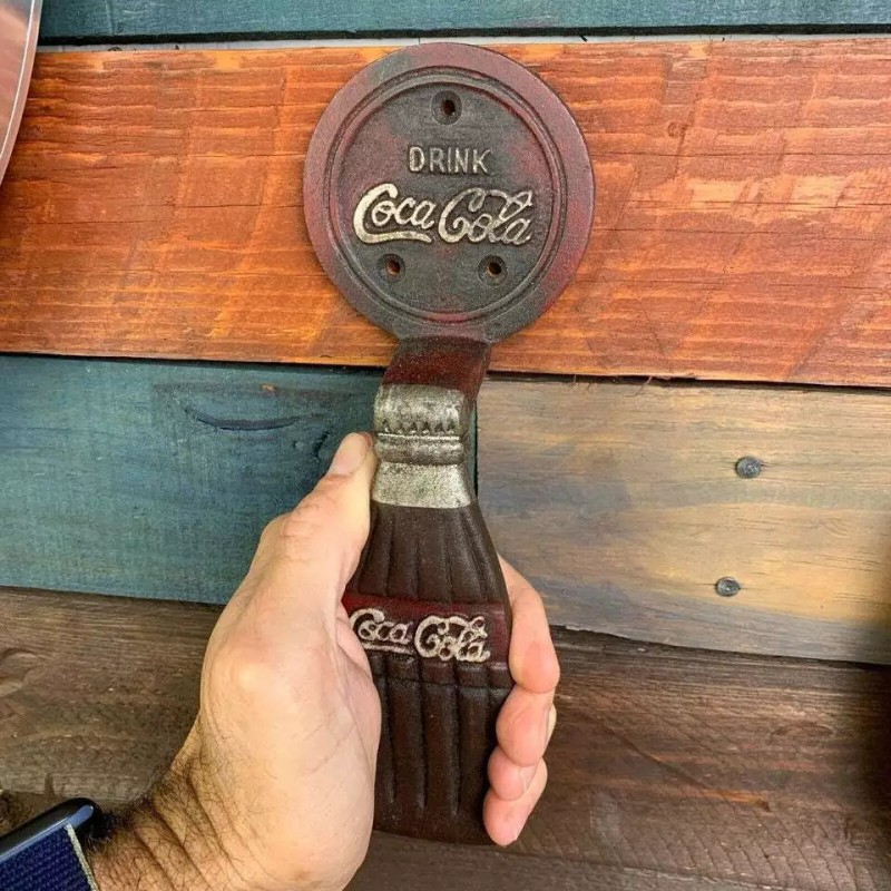 Coca-Cola Cast Iron Door Handle With Antique Finish (10" x