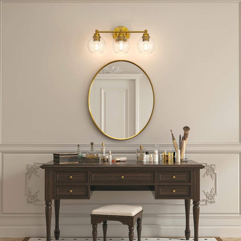 VONLUCE Bathroom Light Fixtures, 3-Light Bathroom Vanity Light with Globe