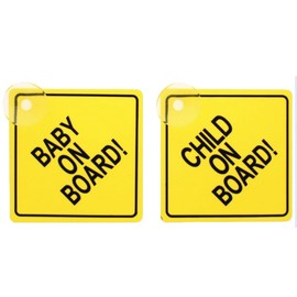 Baby On Board Sign Highly Visible Safety Warning Sign with Attached Suction Cup Newborn Kids Driving Strong Baby in Warning Sticker for Car Windows Pack of 2 (Assorted Colour)