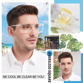 MARE AZZURO Oversized 1.75 Bifocal Reading Glasses Men Blue Light Blocking Readers 100 125 150 175 200 225 250 275 300 350 (Transparent, 1.75)