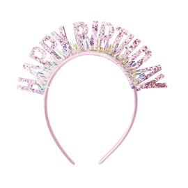 fKiZanthene Colorful Glitter Birthday Headband with Rainbow Tassels - Ideal Birthday Crown for Women, Girls & Kids | Fun Party Tiara Accessories