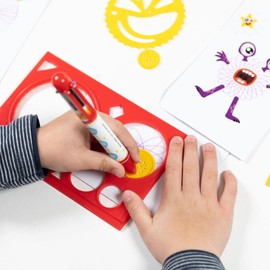 Totum Spiral Painting Spiro Art: Drawing Set for Children to Create Colourful Spiral Pictures - Stencils, Stickers, Colourful Ballpoint Pen