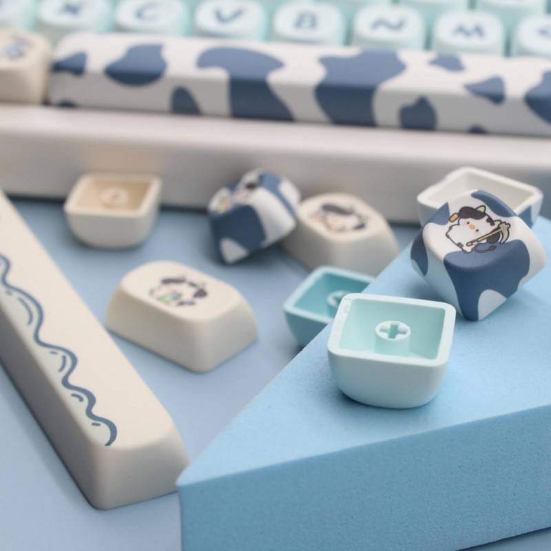 Cmokifuly MOA Shape Keycaps, Cute Cow Shape Custom Keycaps, 142