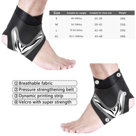 1 Pair Black Ankle Support Sleeve, Breathable Adjustable Elastic Anti-Sprain Ankle Brace Sleeve Ankle Support Foot Support Brace for Sports Arch Support Sprain Recovery Joints Protection (L)