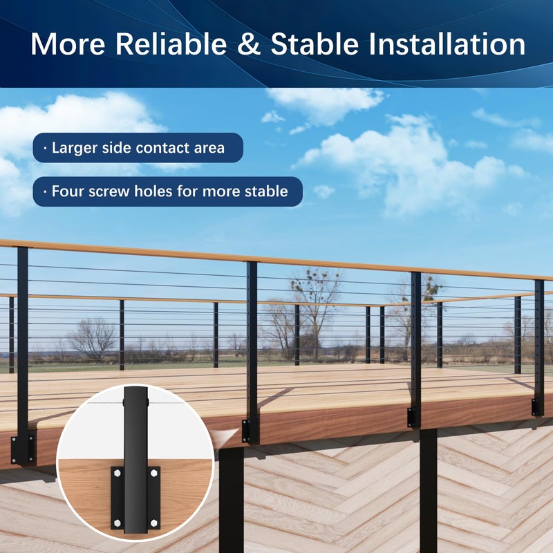 Gyykzz Side Mount Cable Railing Post 36" (Post Body 44"),