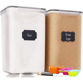 Chef's Path Extra Large Airtight Food Storage Containers with Lids, Pack of 2, 6.5L, 220Oz, Airtight Kitchen and Pantry Bulk Canisters for Flour, Sugar, Rice, and Baking Supplies - Transparent