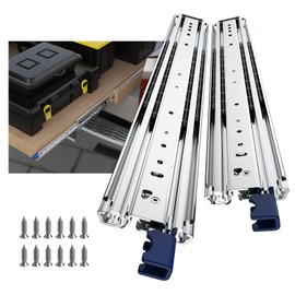 LONTAN 1 Pair Heavy Duty Drawer Slides 22 Inch Full Extension Ball Bearing Side Mount Glides Runners Rails Cabinet RV Tool Box Runners Tracks Glides 500lb Load Capacity (with Lock, Silver)