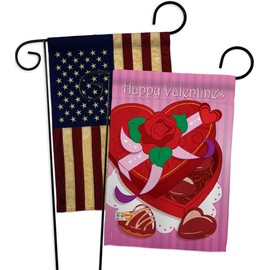 Breeze Decor Chocolates Garden Flag Pack Spring Valentines Happy Heart Couple Romantic February Holiday Love USA Vintage Applique House Decoration Banner Small Yard Gift Double-Sided, Imported