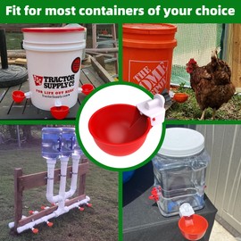 8 Pack Chicken Waterer Cups, Automatic Chicken Water Feeder Suitable for Chicks, Duck, Goose, Turkeys, Quail, Bird, Bunny, Poultry Water Feeder Kit with Mounting Hole Opener - Orange