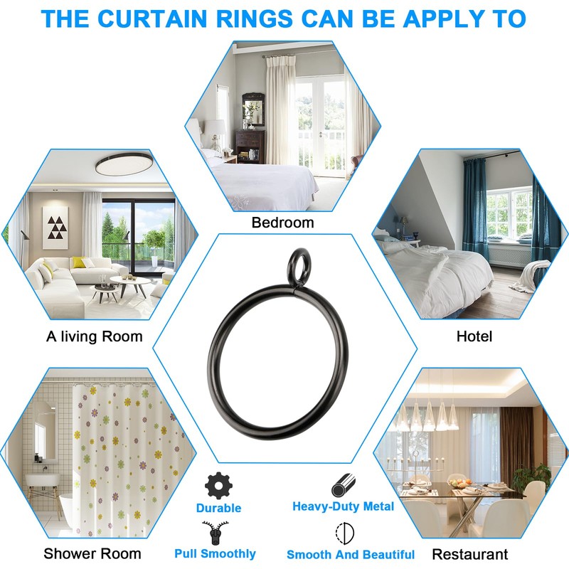 SKAGIT 46 PCS Drapery Rings with Eyelets for 0.8~1.0-inch Curtain