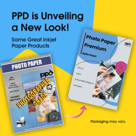 PPD Satin Photo Paper for Inkjet Printer, Premium Semi Gloss Luster Finish 8.5x11 Size Sheets for Printable Photos, Thick 255 gsm 68 lbs 10.5 mil, White, Water Resistant & Instant Dry Prints (50 Pack)