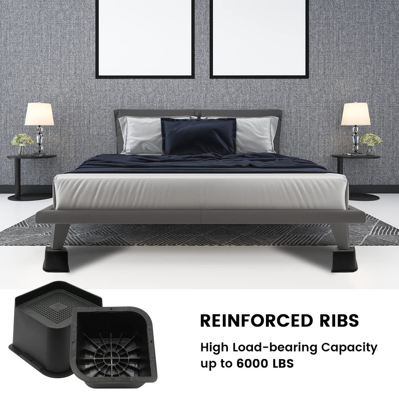 MYMULIKE Bed Risers 4 inch,6 inch, 8 inch, Oversized Furniture
