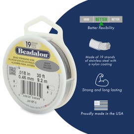 Beadalon 19 Strand Stainless Steel Bead Stringing Wire, 018 in / 0.46 mm, Black, 100 ft / 31 m