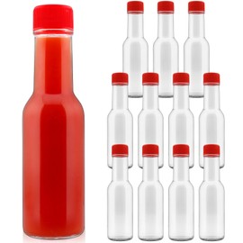 zsccxq 3.4 oz Hot Sauce Bottles Glass Bottles Empty Clear with Red Leak Proof Screw Caps and Cotton Twines for Syrup Olive Water Wine Liquor Salad Dressing (24)