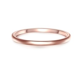 Glanzstücke München Women's Ring Sterling Silver Rose Gold-Plated – Rose Gold Ring Stacking Ring, 52, Silver