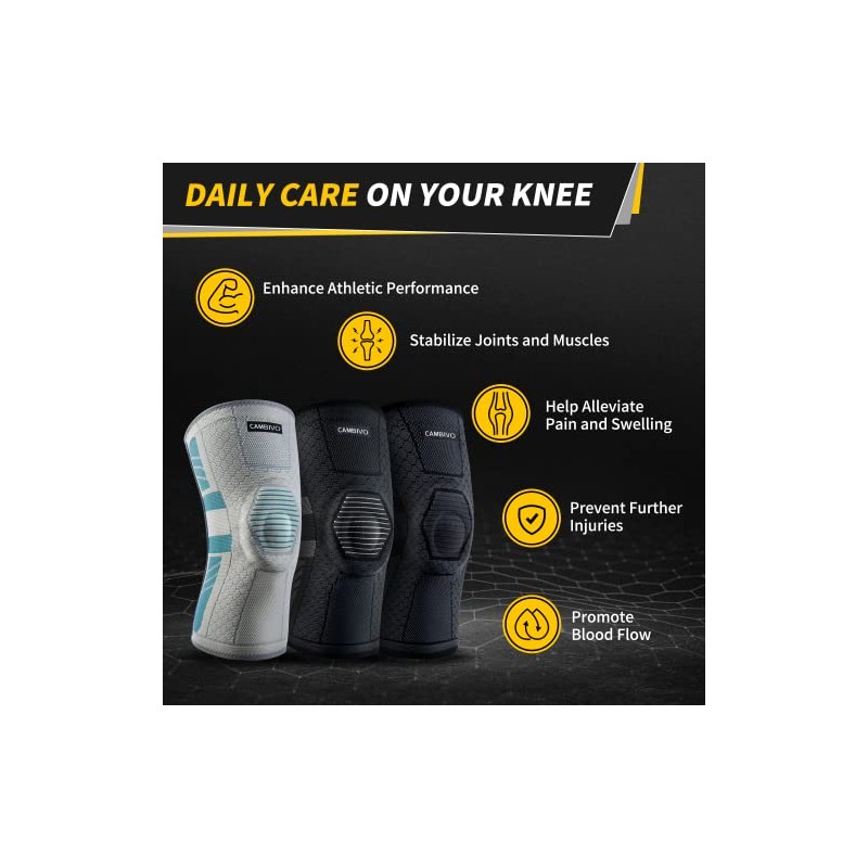 CAMBIVO Knee Sleeves for Weight Lifting (2 Pack)