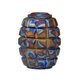 webead Knife Lanyard Beads, Necklace Pendant Beads, Charms Beads, Knife Pendant Beads, Titanium TC4 Barrel Shape Grenade Texture Beads for EDC 550 Paracord DIY Accessories, MGQK (Flame Texture)