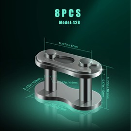 AIEX 8pcs #428 Chain Master Links, Steel Alloy Heavy Duty Roller Chain Connector Links for Bike Bicycle Mini Bike Karting Pit ATV Scooter