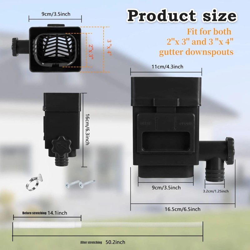 Anivia Rain Barrel Diverter Downspout Diverter Fits for 2x3 or