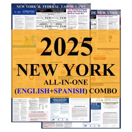 KIKIGO 2024 New York State and Federal Labor Laws Poster - OSHA Workplace Compliant 24" x 36" - All in One Required Posting -(English & Spanish Combo)