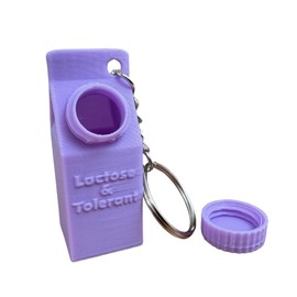 XXXPOWERXXX Mini Milk Carton Holder Keychain, Lactose and Tolerant Pill Holder, Milk Carton Keychain for Pills, Portable Storage Box Travel Pill Holder (Purple)
