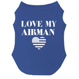 Love My Airman Dog Tee Shirt | Sleeveless | Sizes for Puppies, Toys and Large Breeds (Royal Blue, X-Large 91)